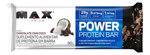 POWER PROTEIN BAR 90G - MAX TITANIUM CHOCOLATE C/ COCO