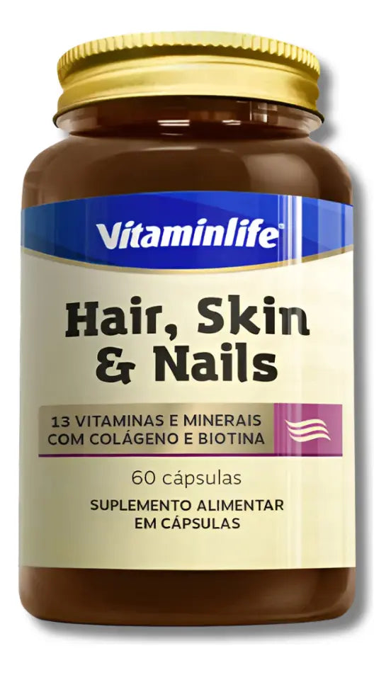 HAIR, SKIN E NAILS C/ COLAGENO E BIOTINA (60 CAPS) - VITAMIN LIFE