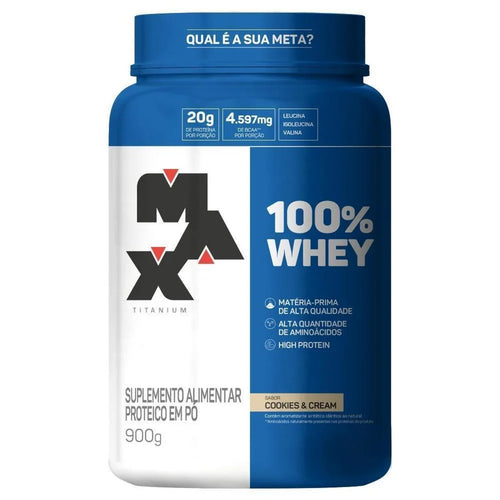 100% WHEY 900 GR COOKIE & CRAEM NOVO MAX TITANIUM
