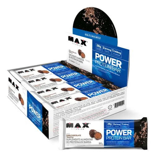 POWER PROTEIN BAR 41G 12UN - MAX TITANIUM DARK CHOCOLATE TRUFFLE
