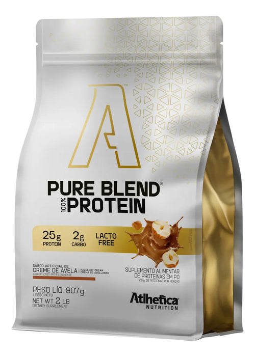 PURE BLEND 100% PROTEIN LACTO-FREE 907G - ATLHETICA CREME DE AVELA