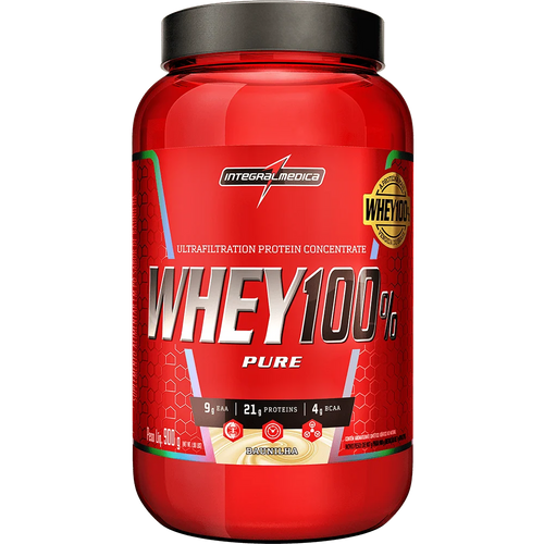 WHEY PROTEIN CONCENTRADO 100% PURE POTE 900 GR BAUNILHA INTEGRALMEDICA