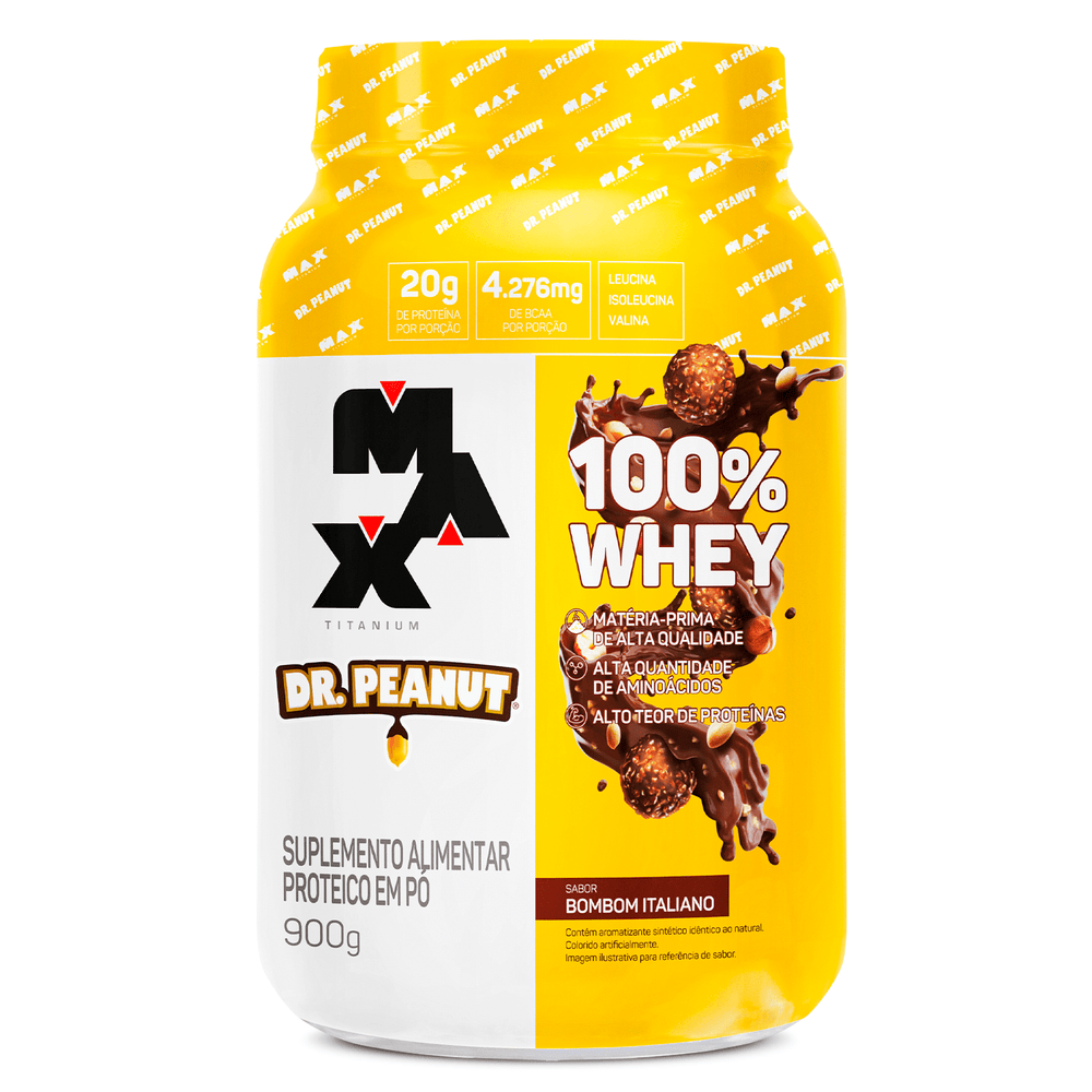 100% WHEY DR. PEANUT POTE 900G - MAX TITANIUM BOMBOM ITALIANO