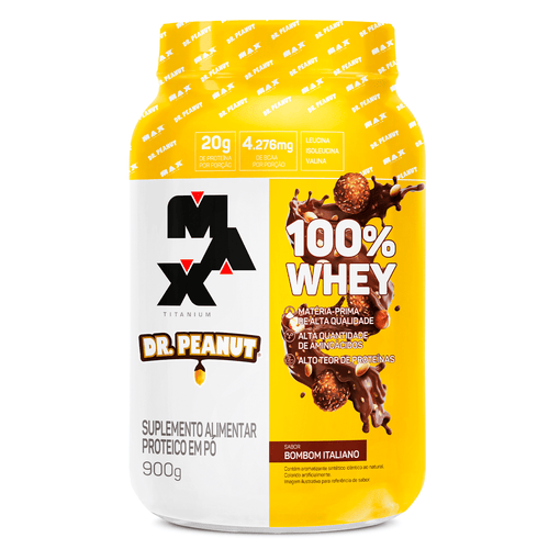 100% WHEY DR. PEANUT POTE 900G - MAX TITANIUM BOMBOM ITALIANO