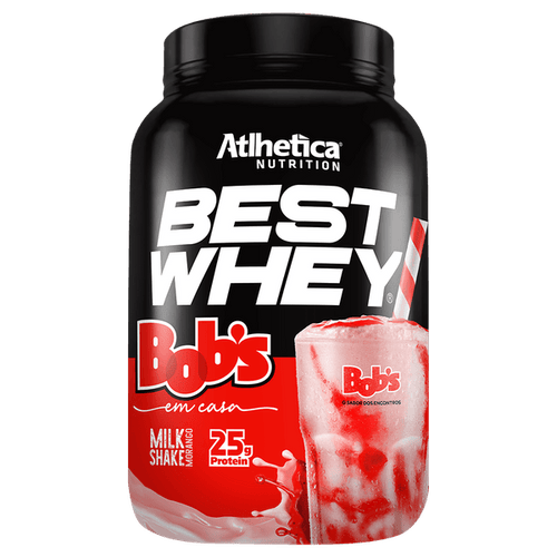 BEST WHEY 900G - ATLHETICA BOBS, MILKSHAKE DE MORANGO