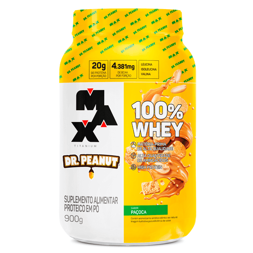 100% WHEY DR. PEANUT POTE 900G - MAX TITANIUM PACOCA