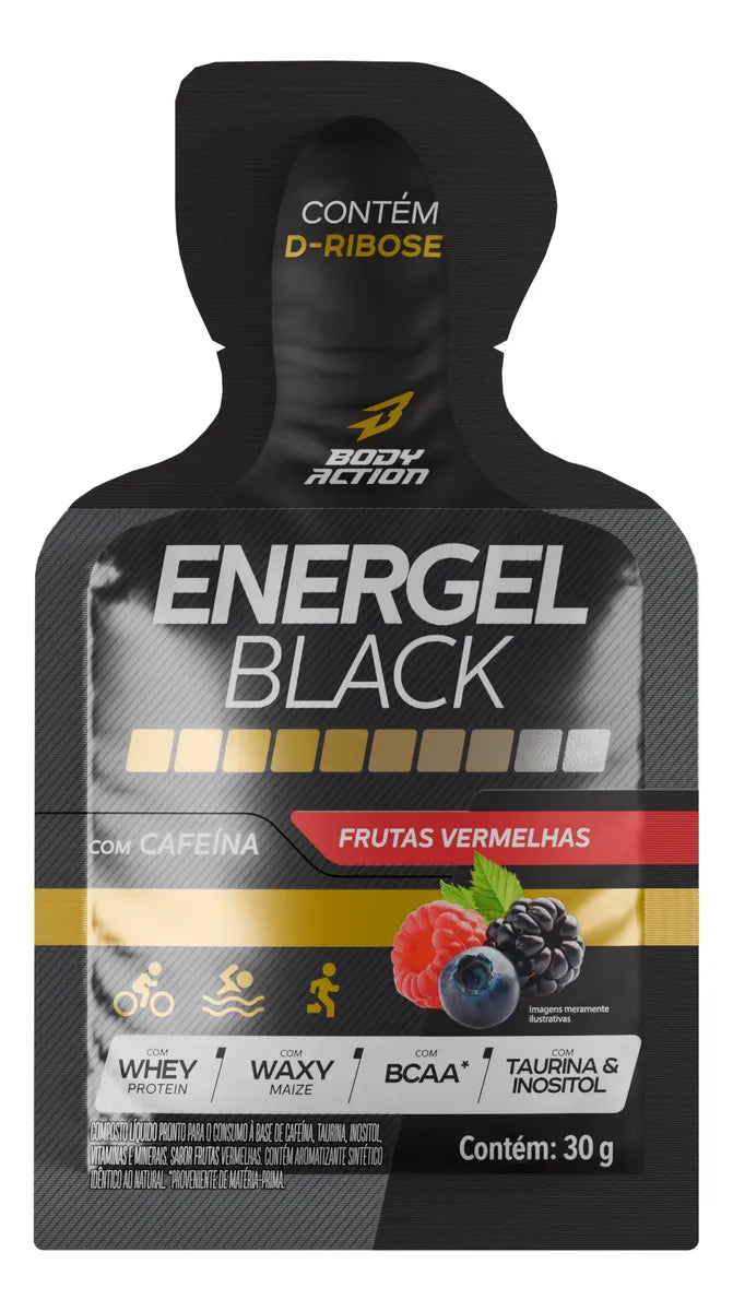 ENERGEL BLACK CX C/ 10 SACHES - BODY ACTION FRUTAS VERMELHAS