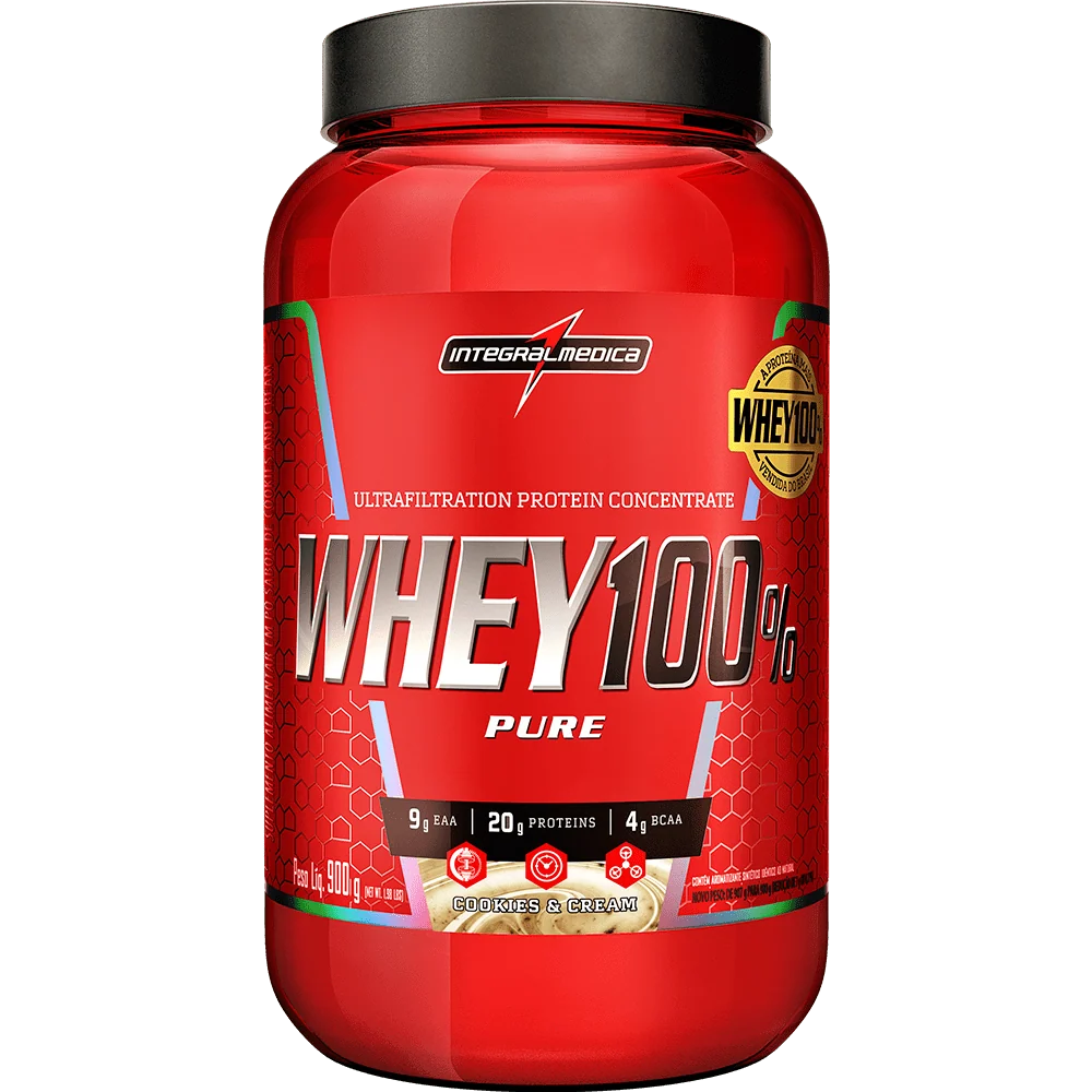 WHEY PROTEIN CONCENTRADO 100% PURE POTE 900 GR COOKIES INTEGRALMEDICA
