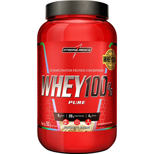 WHEY PROTEIN CONCENTRADO 100% PURE POTE 900 GR COOKIES INTEGRALMEDICA