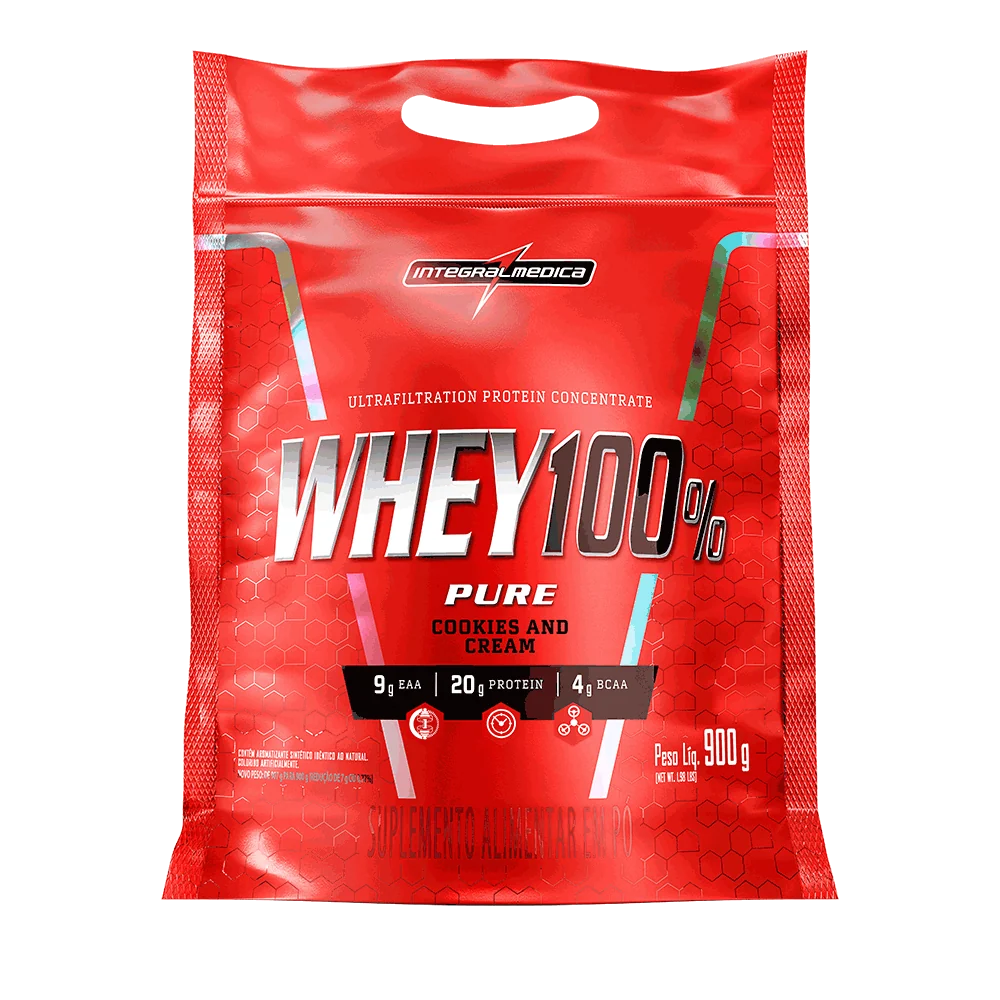 WHEY PROTEIN CONCENTRADO 100% PURE 900 GR REFIL COOKIES INTEGRALMDICA